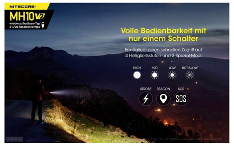 NiteCore MH10 V2 LED Kézilámpa Akkuról üzemeltetett 1200 lm 77 g 10. kép