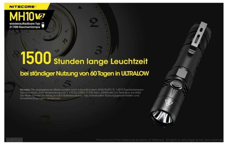 NiteCore MH10 V2 LED Kézilámpa Akkuról üzemeltetett 1200 lm 77 g 7. kép
