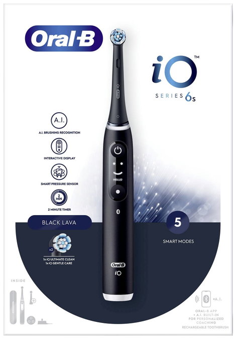 Elektromos fogkefe Forgó/oszcilláló Fekete, Oral-B iO 6s, 4210201409137 3. kép