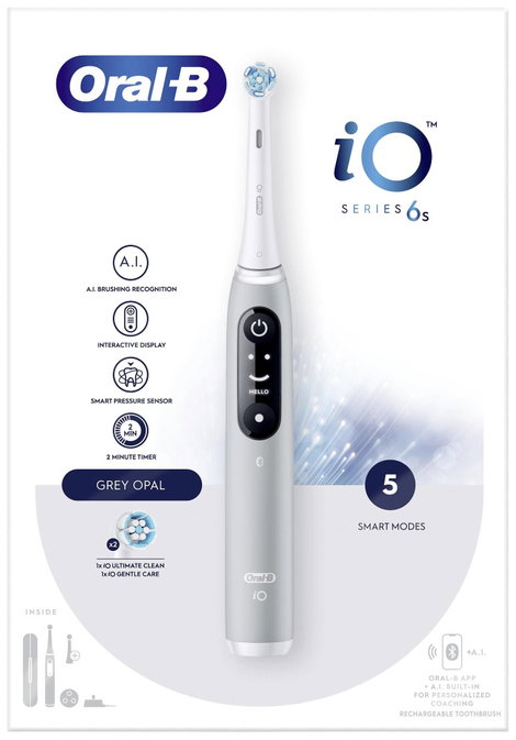 Elektromos fogkefe Forgó/oszcilláló Szürke, Oral-B iO 6s, 4210201427360 2. kép