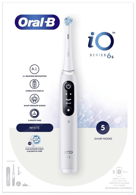 Elektromos fogkefe Forgó/oszcilláló Fehér, Oral-B iO 6s, 4210201427407 2. kép