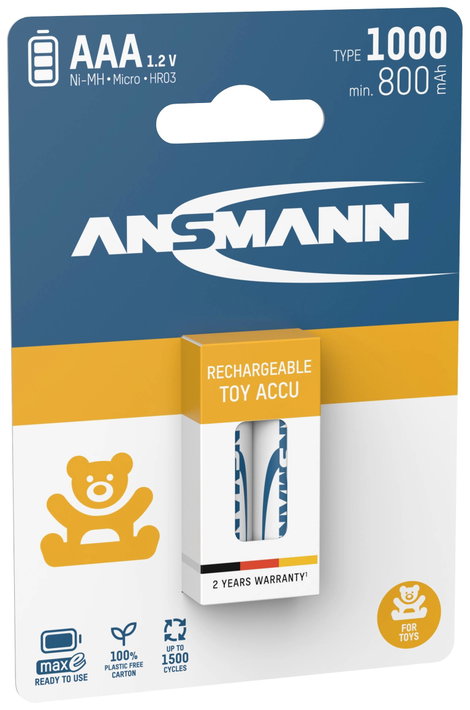 Ansmann 1311-0029 Mikroakku NiMH 800 mAh 1.2 V 2 db 2. kép