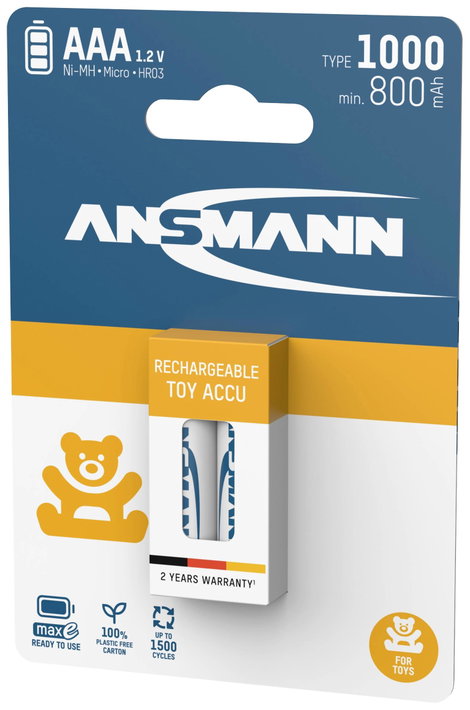 Ansmann 1311-0029 Mikroakku NiMH 800 mAh 1.2 V 2 db 3. kép