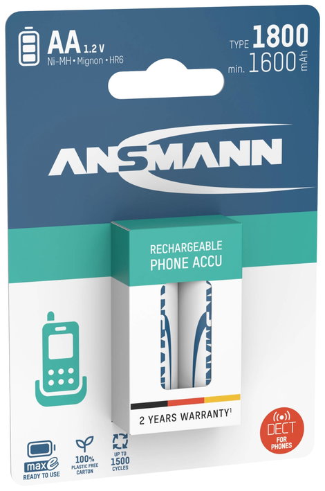 Ansmann 1312-0038 Ceruzaakku NiMH 1600 mAh 1.2 V 2 db 2. kép
