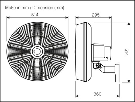 CasaFan AIROS ECO SILENT WALL SW Fali ventilátor 90 W (Ø) 514 mm Fekete 6. kép