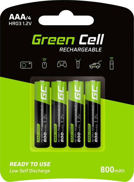 Green Cell HR03 Mikroakku NiMH 800 mAh 1.2 V 4 db 3. kép
