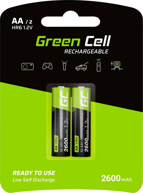 Green Cell HR6 Ceruzaakku NiMH 2600 mAh 1.2 V 2 db 3. kép