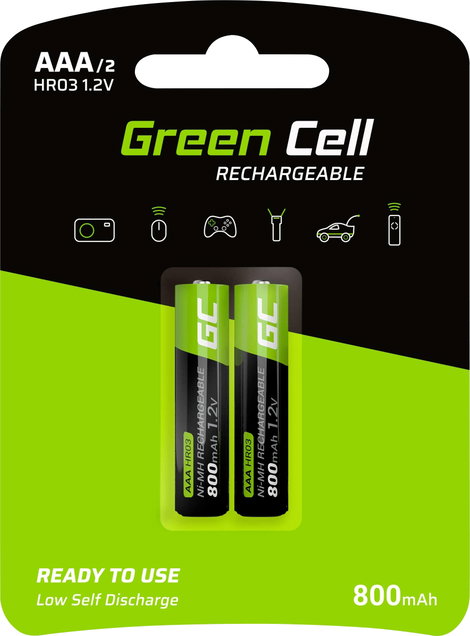 Green Cell HR03 Mikroakku NiMH 800 mAh 1.2 V 2 db 3. kép