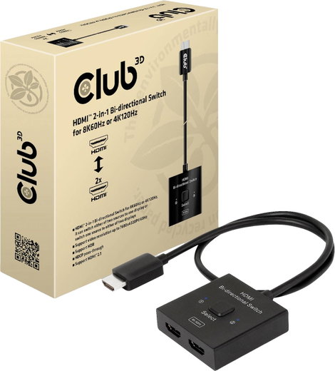 club3D HDMI Switch 2-in-1 bidirektional 2 port HDMI switch 7680 x 4320 pixel 5. kép