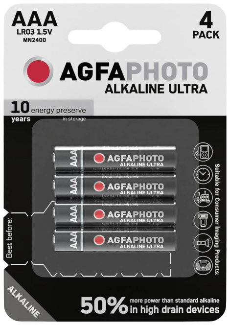 AgfaPhoto Mikroelem Ultra LR03 Alkáli mangán 1.5 V 4 db