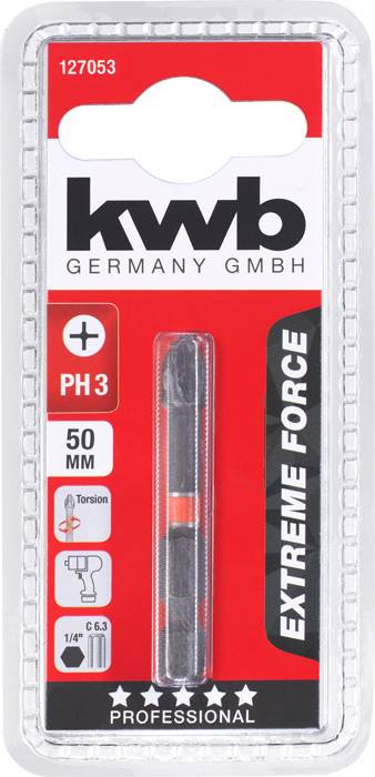 kwb 127053 Kereszthornyú bit PH 3 Acél 1 db 2. kép