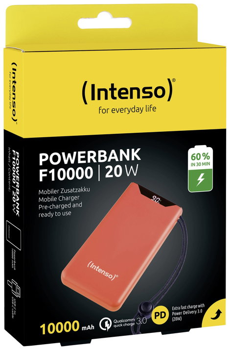 Intenso F10000 Powerbank 10000 mAh Quick Charge, Power Delivery LiPo USB-A, USB-C® Narancs állapotje 4. kép