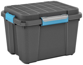 KIS 237440 Tárolódoboz Scubba Egymásra rakható (Sz x Ma x Mé) 495 x 340 x 390 mm Szürke-kék, Fekete 