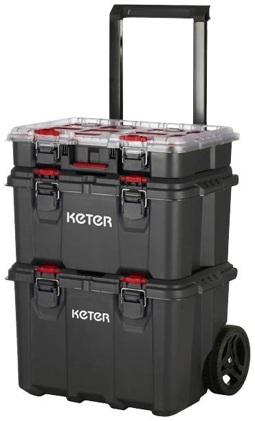 KETER 250927 Stack n Roll Szerszámos láda tartalom nélkül Fekete