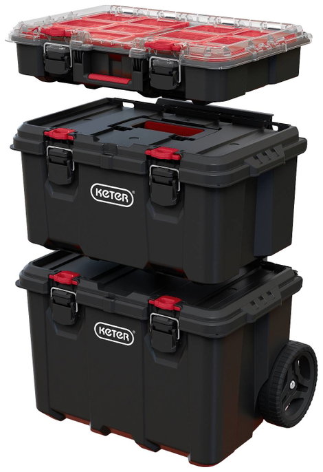 KETER 250927 Stack n Roll Szerszámos láda tartalom nélkül Fekete 5. kép