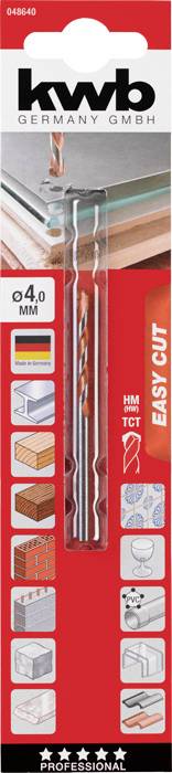 kwb 048640 Keményfém, Wolframacél Többcélú fúró 1 db 4 mm Teljes hossz 75 mm Hengeres befogószár 1 d 2. kép