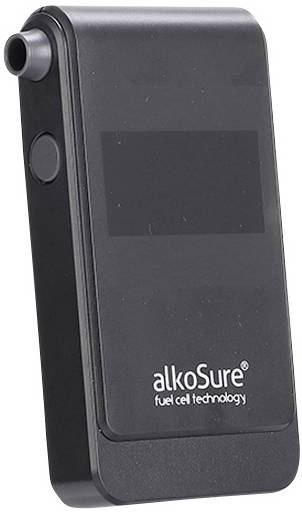 alkoSure Alkoholteszter Fekete (matt) 0.00 - 4.00 ‰ Kijelzővel, Különböző mértékegységek megjeleníth 2. kép