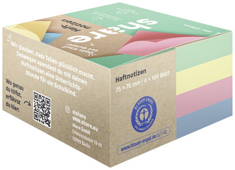 share Öntapadó jegyzetlap címke blokk 4-0017 75 mm x 75 mm Pasztell sárga, Pasztell rózsa, Pasztellk 2. kép