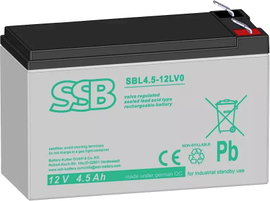 SSB Electronic SBL4.5-12LV0 Ólomakku 12 V 4.5 Ah Ólom-vlies (AGM) (Sz x Ma x Mé) 38 x 100 x 140 mm