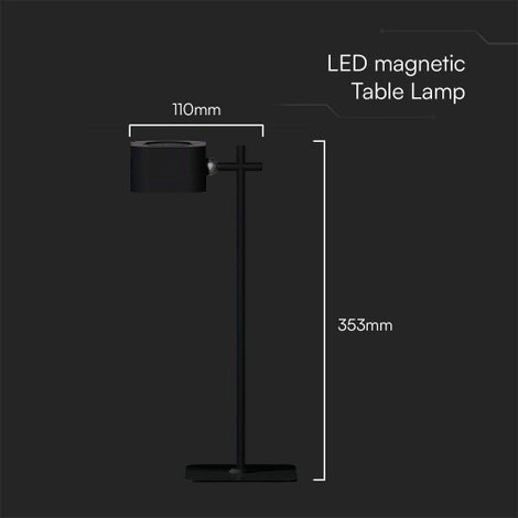 V-TAC VT-10115-B 23411 Akkus asztali lámpa LED 3 W Fekete 4. kép