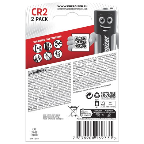 Energizer E300783805 CR 2 Fotóelem Lítium 800 mAh 3 V 2 db 2. kép