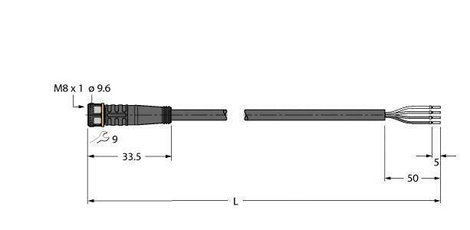 Turck 6625554 Érzékelő-/működtető csatlakozóvezeték 5 m Pólusszám: 4 1 db 2. kép