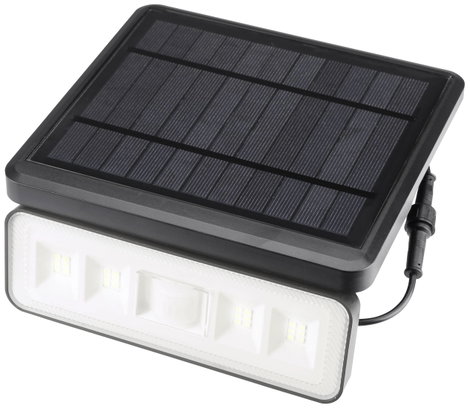 Sygonix Napelemes fali fényszóró mozgásérzékelővel SY-5972856 LED 8 W Semleges fehér Fekete