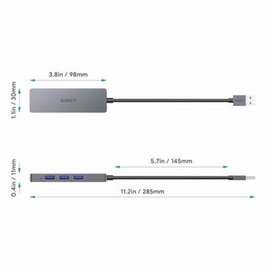 Aukey CB-H36 4 port USB 3.0 hub Ezüst