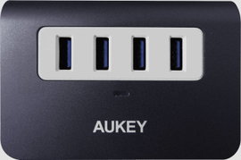 Aukey CB-H5 4 port USB 3.2 -USB 2.0 kombinált hub Szürke-fehér