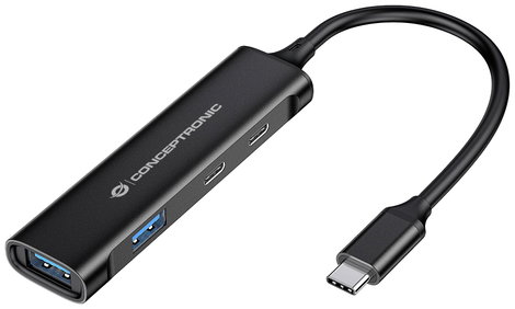 Conceptronic HUBBIES12B 4 port USB-C® (USB 3.1) Multiport hub Fekete 2. kép