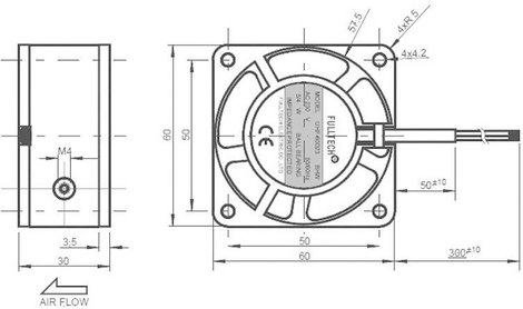 Axiális ventilátor 230 V/AC 14 m³/h 60 x 60 x 30 mm SEPA UF60D23BWH 2. kép