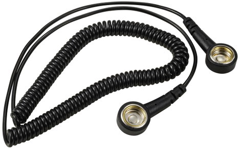 TRU COMPONENTS TC-12356296 ESD földelő kábel Fekete 2.40 m Nyomógomb, 10 mm, Nyomógomb, 10 mm Nyomóg 2. kép