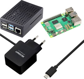 TRU COMPONENTS Pure Set Raspberry Pi® 5 B 2 GB 4 x 2.4 GHz Tápegységgel, Házzal