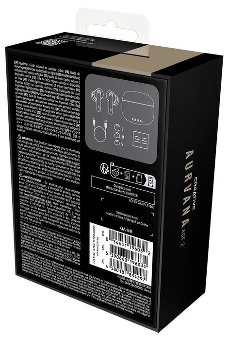 Creative Aurvana Ace 2 In Ear fejhallgató Bluetooth® Fekete Izzadásálló, Vízálló, Elemtöltés kijelzé 7. kép