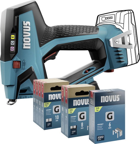 Novus Tools J-551 031-0374 Akkus tűzőgép Kapocs típus 11-es típus, 53F típus Kapocs hosszúság 6 - 14