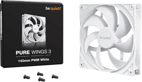 BeQuiet PURE WINGS 3 White 140mm PWM Számítógépház ventilátor Fehér (Sz x Ma x Mé) 140 x 25 x 140 mm