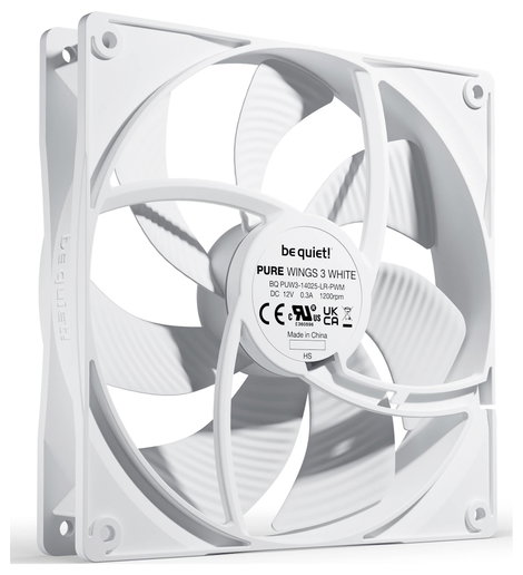 BeQuiet PURE WINGS 3 White 140mm PWM Számítógépház ventilátor Fehér (Sz x Ma x Mé) 140 x 25 x 140 mm 3. kép