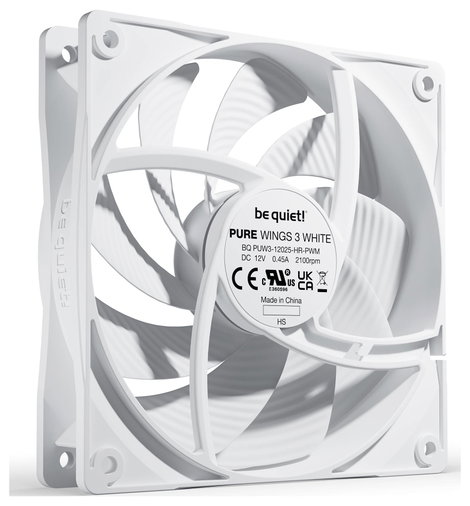 BeQuiet PURE WINGS 3 White 120mm PWM high-speed Számítógépház ventilátor Fehér (Sz x Ma x Mé) 120 x 3. kép