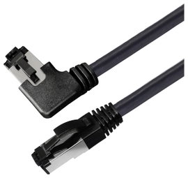 Maxtrack TI51-1L RJ45 Hálózati kábel, patchkábel CAT 8.1 S/FTP 1 m Fekete 90°-ban jobbra hajlított, 