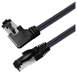 Maxtrack TI51-0,5L RJ45 Hálózati kábel, patchkábel CAT 8.1 S/FTP 0.50 m Fekete 90°-ban jobbra hajlít