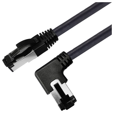 Maxtrack TI51-0,5L RJ45 Hálózati kábel, patchkábel CAT 8.1 S/FTP 0.50 m Fekete 90°-ban jobbra hajlít 2. kép