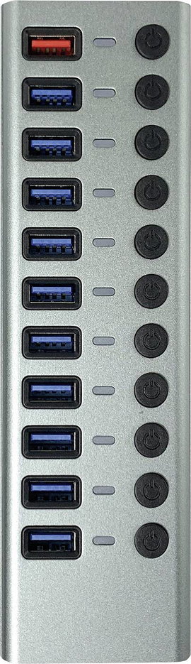 Maxtrack CH12L #####11 Port USB 3.0 hub Külön kapcsolható Ezüst-szürke