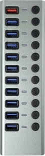 Maxtrack CH12L #####11 Port USB 3.0 hub Külön kapcsolható Ezüst-szürke bélyegkép