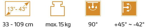 My Wall HC2-1L TV fali tartó Beépített vízmérték 33 cm (13) - 109,2 cm (43) Forgatható, Dönthető 6. kép