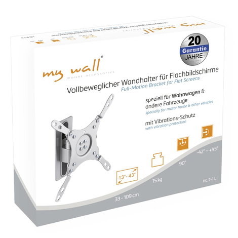 My Wall HC2-1L TV fali tartó Beépített vízmérték 33 cm (13) - 109,2 cm (43) Forgatható, Dönthető 7. kép