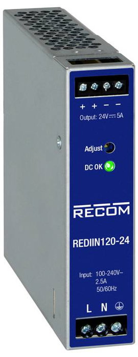 RECOM REDIIN120-24 Kalapsínes tápegység 24 V 5 A 120 W Kimenetek száma:1 x Tartalom, tartalmi egység