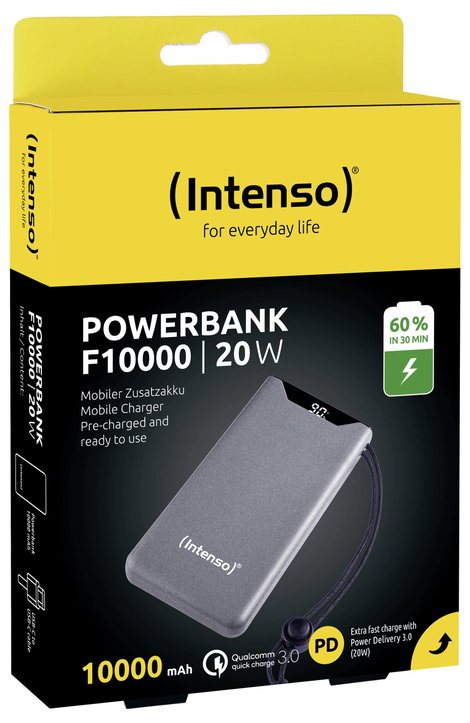 Intenso F10000 Powerbank 10000 mAh Quick Charge, Power Delivery LiPo USB-A, USB-C® Szürke állapotjel 4. kép