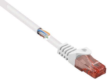 Renkforce RF-5043890 RJ45 Hálózati kábel, patchkábel CAT 6 U/UTP 0.25 m Fehér Védővel, Halogénmentes