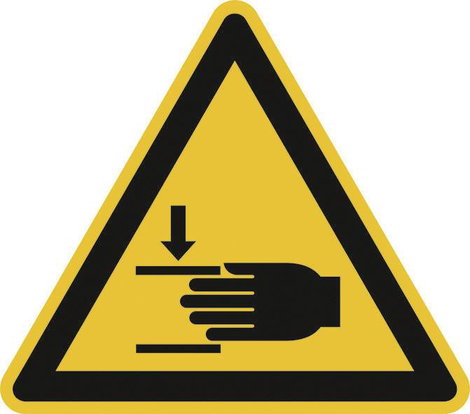 Figyelmeztető tábla Kézsérülés veszélye Öntapadó fólia 50 mm ISO 7010 SafetyMarking 30.0372 10 db