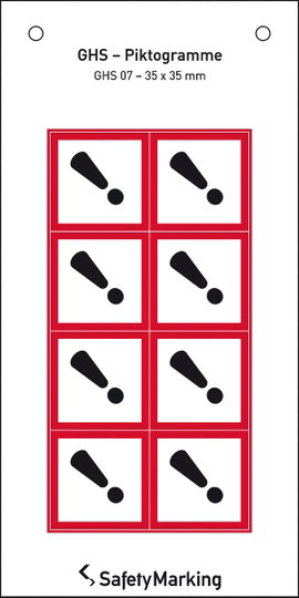 SafetyMarking 30.B1037 GHS veszély piktogramm 07 Felkiáltójel, Távolság tartása Öntapadó fólia (Sz x